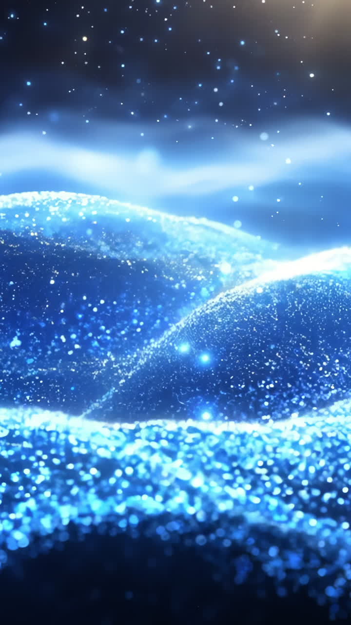 A blue ocean with a lot of glitter on it. The glitter is reflecting the light and creating a sparkling effect