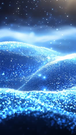 a blue ocean with a lot of glitter on it. the glitter is reflecting the light and creating a sparkling effect