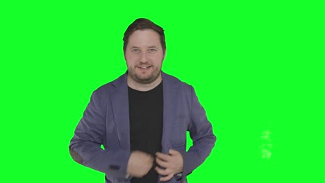 Erfolgreicher-Moderner-Unternehmer,-Der-Mit-Geld-Alpha-Kanal-Greenscreen-Spielt