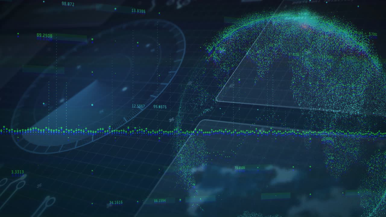 Grid extending causing hemisphere growing while waveform pulsing and numbers updating for display