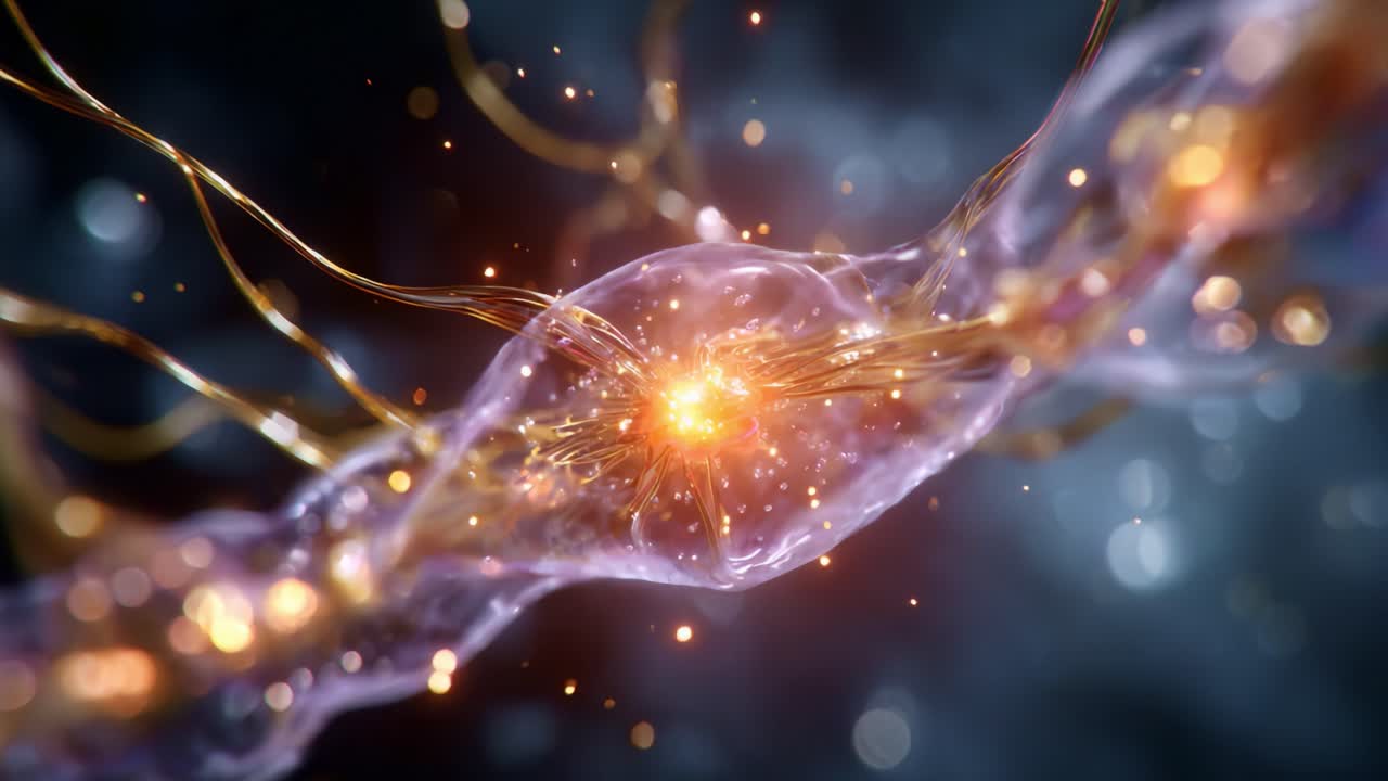 Mesmerizing close-up view of dynamic neural connections glowing with energy, showcasing the beauty of synaptic activity and interaction in a vibrant digital landscape