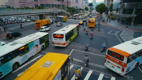 taipei, taiwan - a busy street in xinyi financial district of taipei city in the late evening