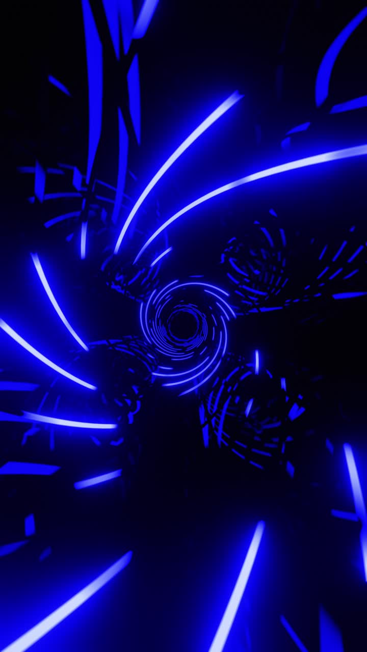 túnel azul con líneas hipnóticas. video de bucle vertical sin costuras 002