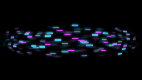 animation of glowing light trails of data transfer over black background