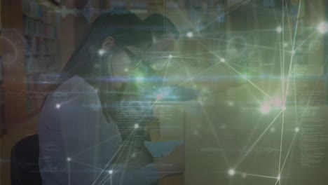 animación de la red de conexiones entre diversos estudiantes en la biblioteca