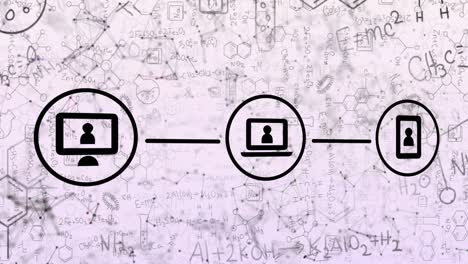 animación de iconos digitales científicos sobre un fondo blanco