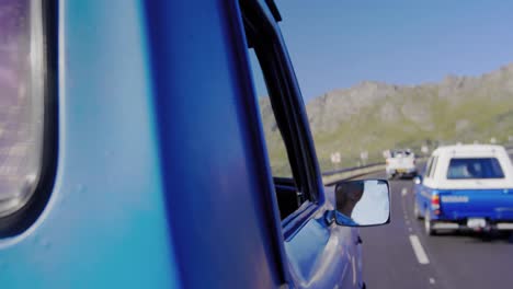 young man on a road trip in pick-up truck