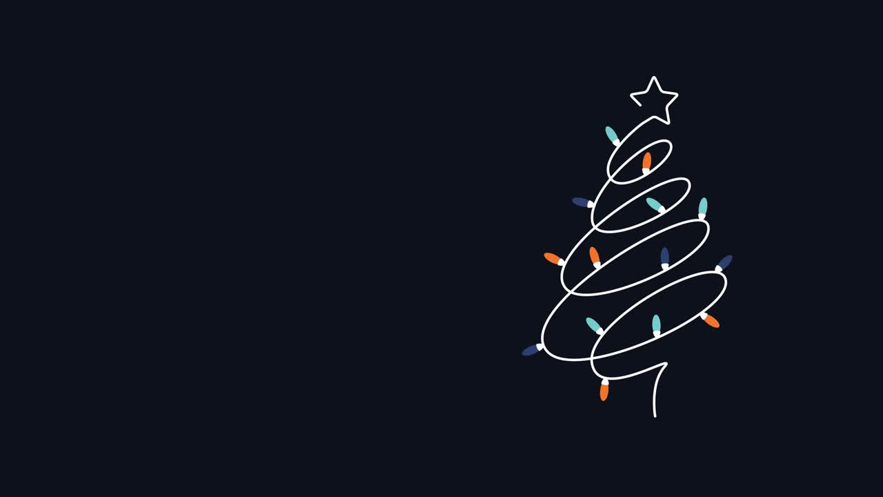 video en 4k de dibujos animados de la guirlanda del árbol de navidad y la estrella en la parte superior.