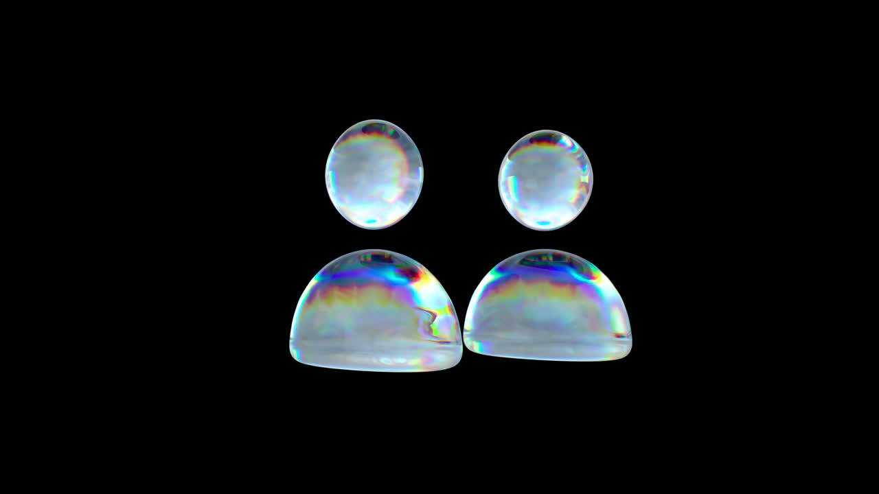 Figure Umane Astratte Iridescenti Che Ruotano Su Sfondo Nero