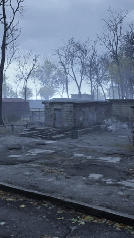 abandoned building in fog