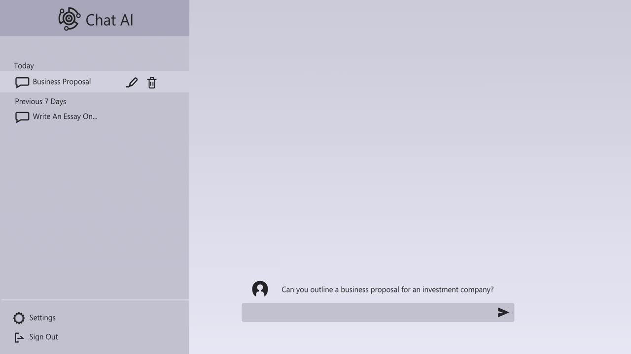 animación de los iconos de chat y procesamiento de datos sobre un fondo blanco
