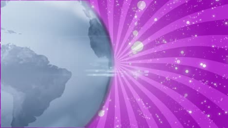 animación del globo girando sobre un fondo de rayas rosadas