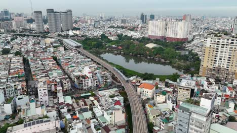 ho chi minh city train - vietnam from flycam | metro ben thanh - suoi tien - saigon traffic