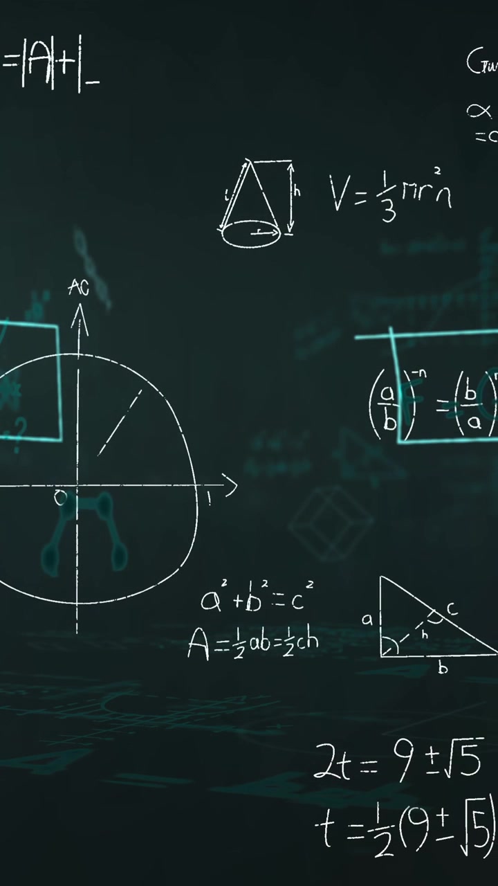 Animazione di elaborazione dati matematica su schermi