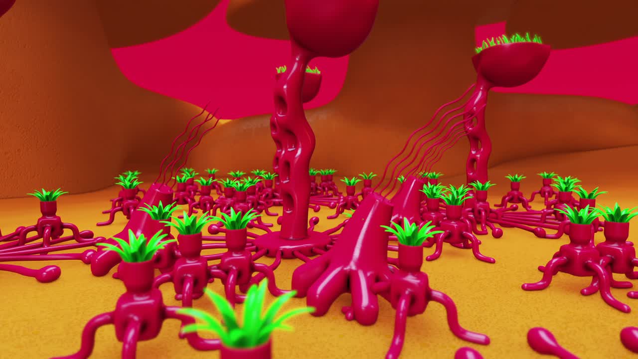 미니멀 3d 아트: 기하학적 디자인 공간에서 애니메이션 된 세련된 객체, 트렌디한 색상 조합, 루프 모션, 4k 비디오