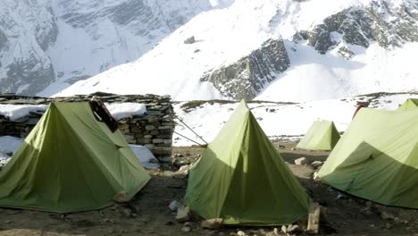 darmasala tent camp on larke pass, 4500m altitude . manaslu circuit trek.