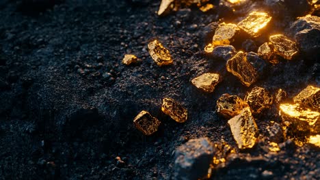 golden nuggets on dark ground