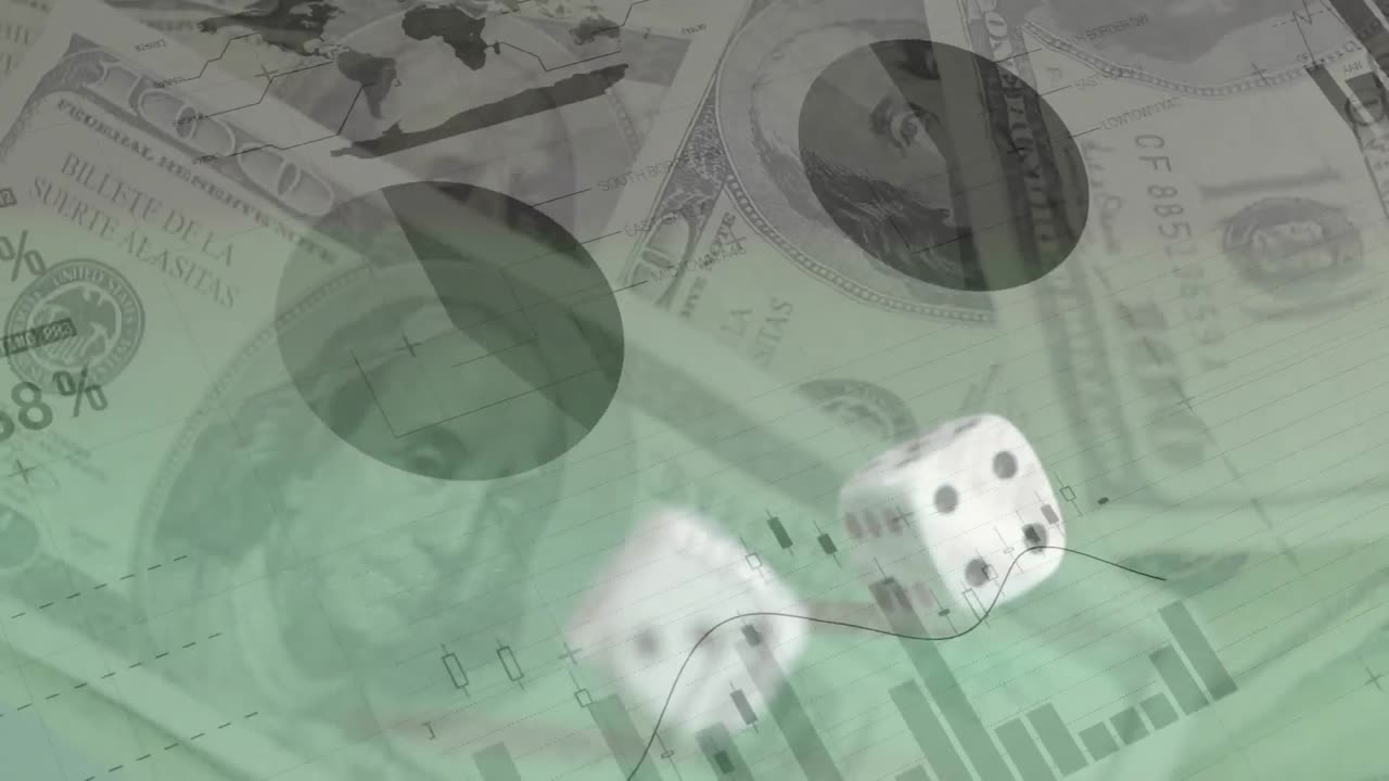 tirando dados en dinero, gráficos y gráficos