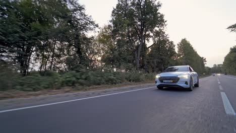 presentation of new electric car. audi e tron electric vehicle for save environment