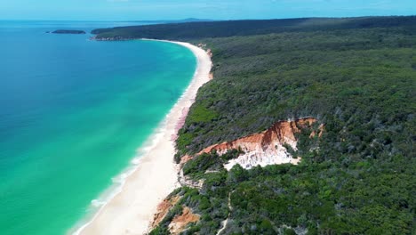 Zumbido-Aéreo-Paisaje-Arena-Blanca-Playa-Matorrales-Parque-Nacional-Pinnacles-Playa-Costa-Sur-Edén-Nsw-Litoral-Viajes-Turismo-Australia