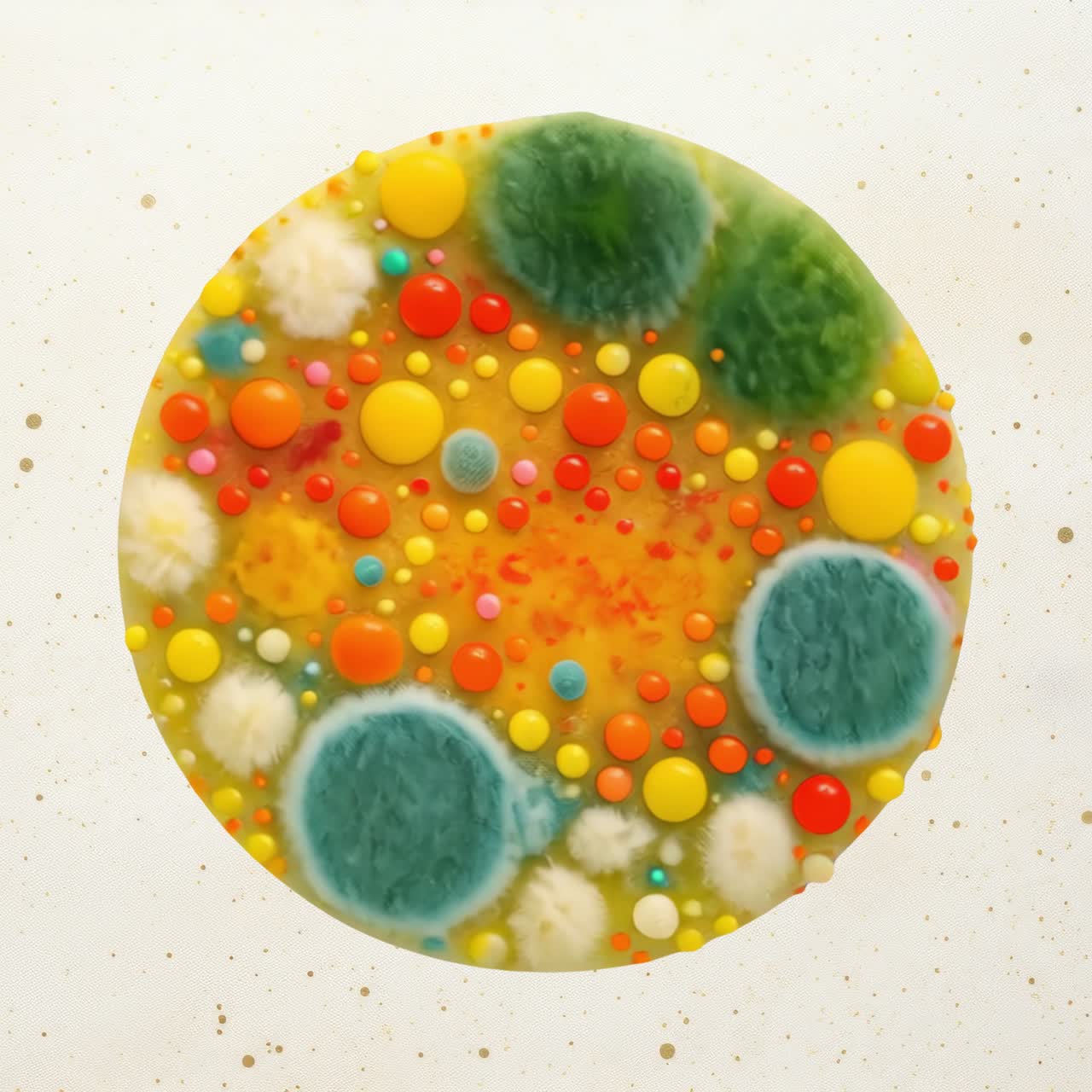 Colorful abstract petri dish animation isolated asset, transparent 4K video, alpha channel, ProRes
