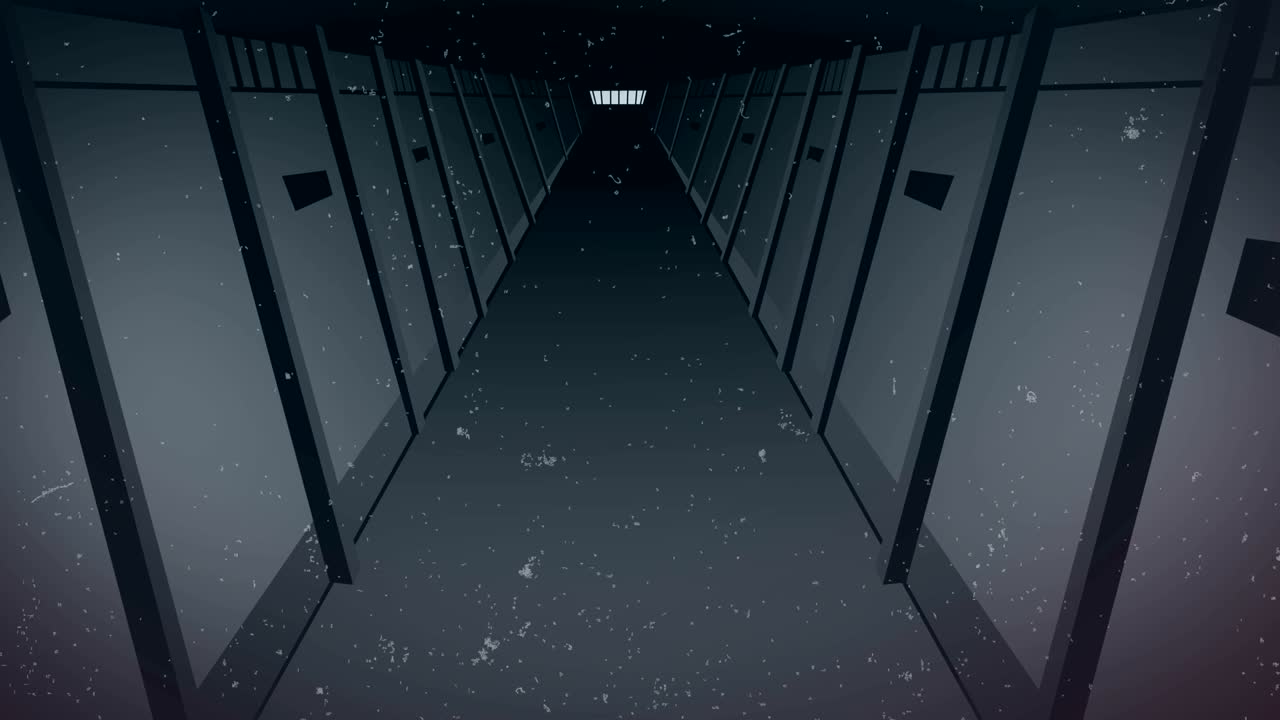 감옥, 교도소, 감옥의 내부의 4k 비디오와 세포의 관점