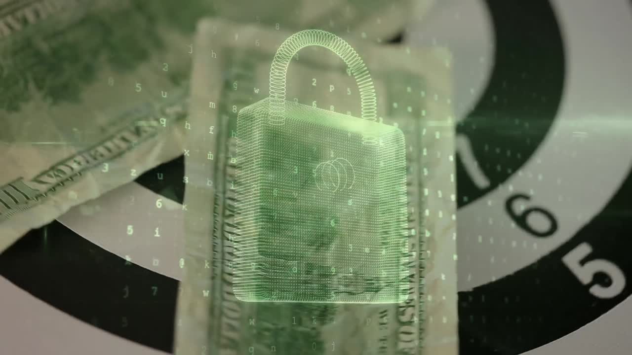 animación del procesamiento de datos sobre billetes