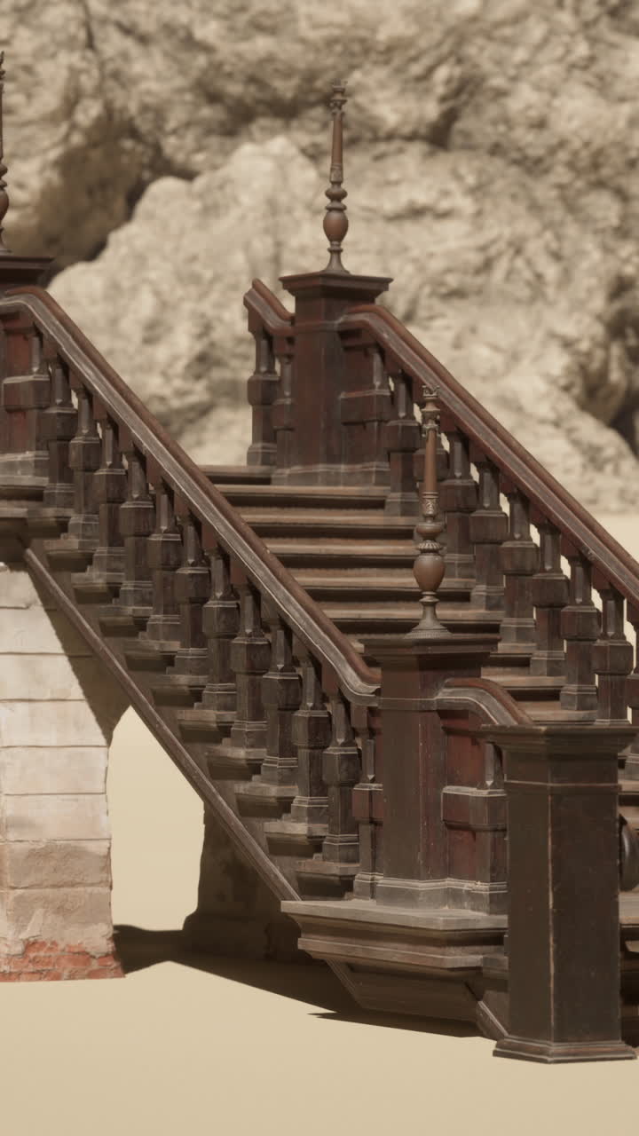 большая деревянная лестница с украшенными поручниками