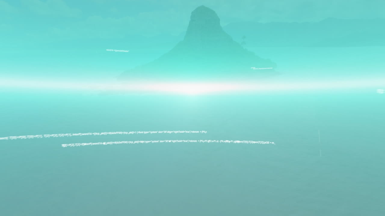 해양 풍경 위의 데이터 처리 애니메이션