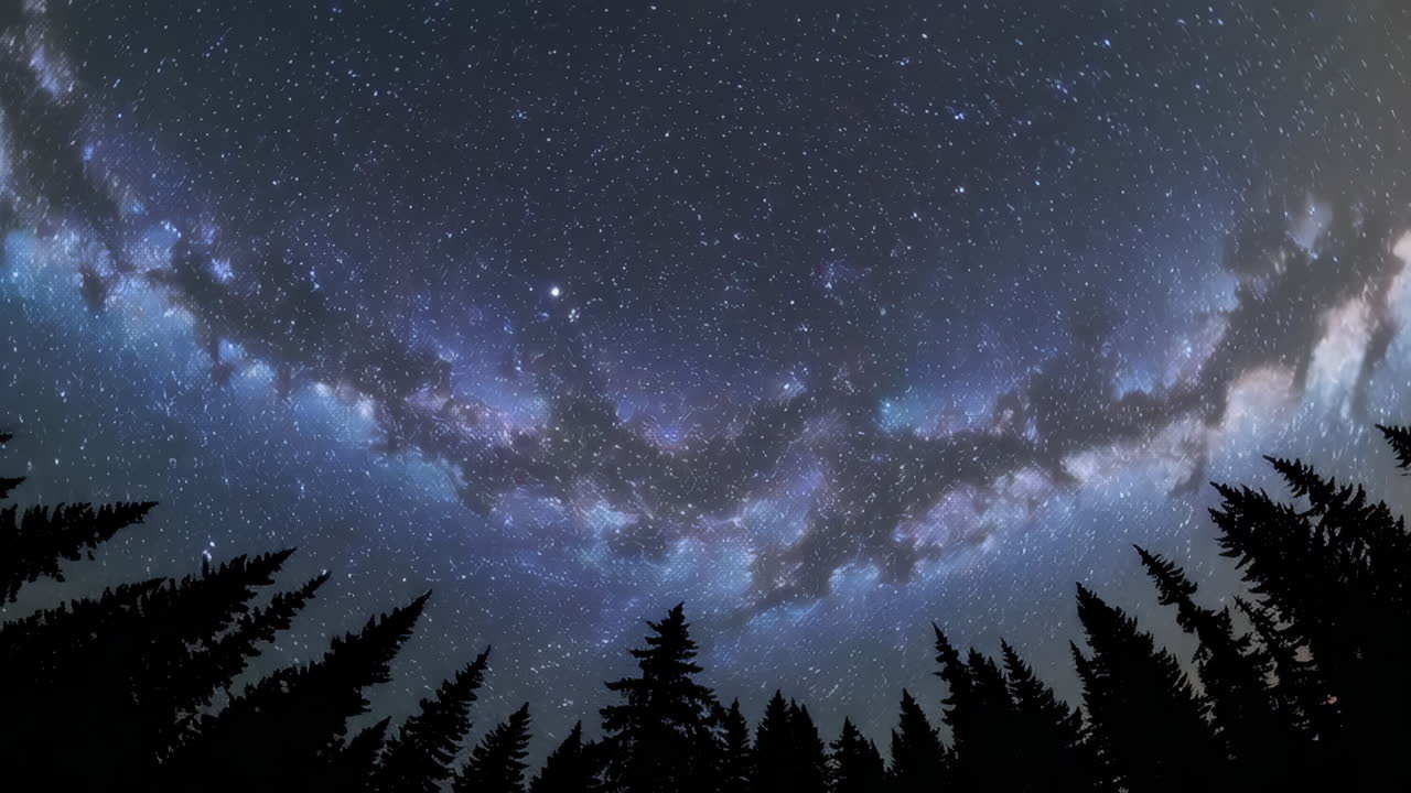 Milky Way Over a Forest at Night