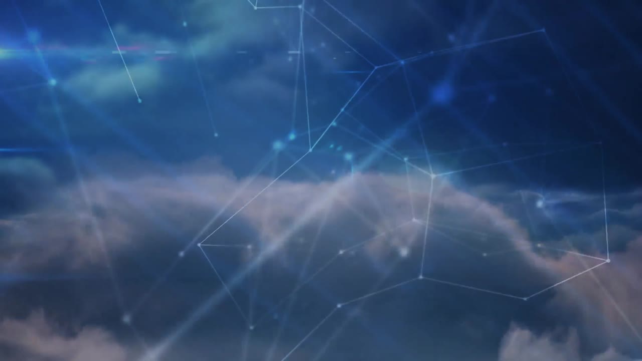 Animation of networks of connections over sky