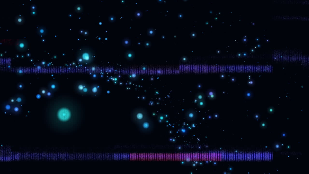 검은 바탕에 빛나는 반점 위의 간섭의 애니메이션