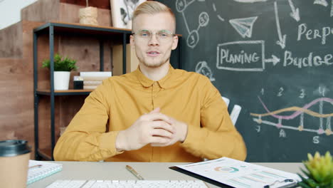Businessman giving a presentation or meeting