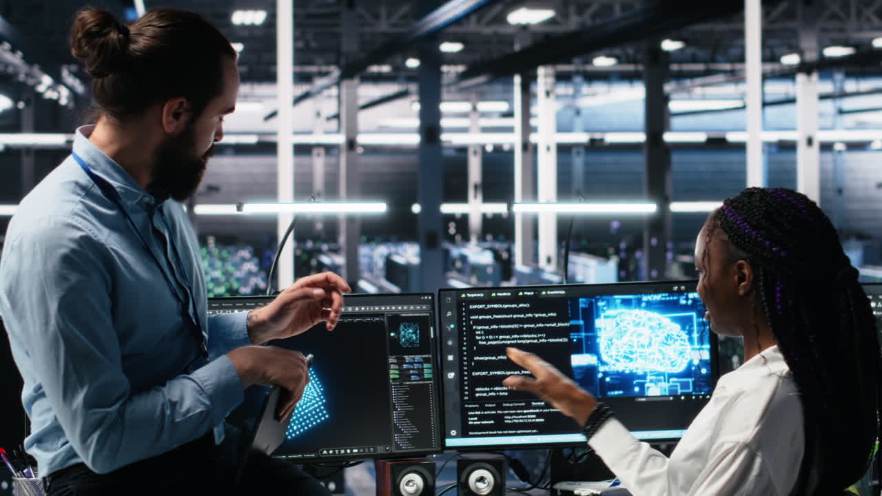 Data Center Engineering Team Collaborating On Neural Network Development