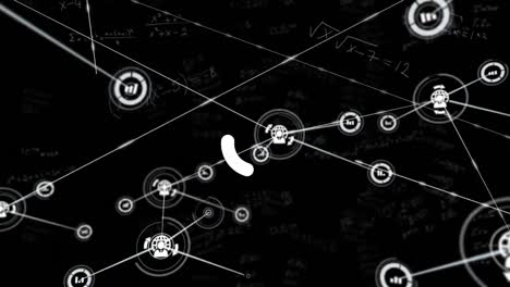 animation eines verbindungsnetzes mit datenverarbeitung und mathematischen gleichungen