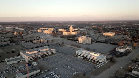 Oklahoma-state-capitol-building-in-Oklahoma-City,-Oklahoma-with-drone-video-circling-wide