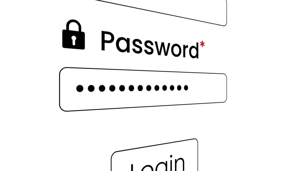 Typing username and password login page animation isolated on white background