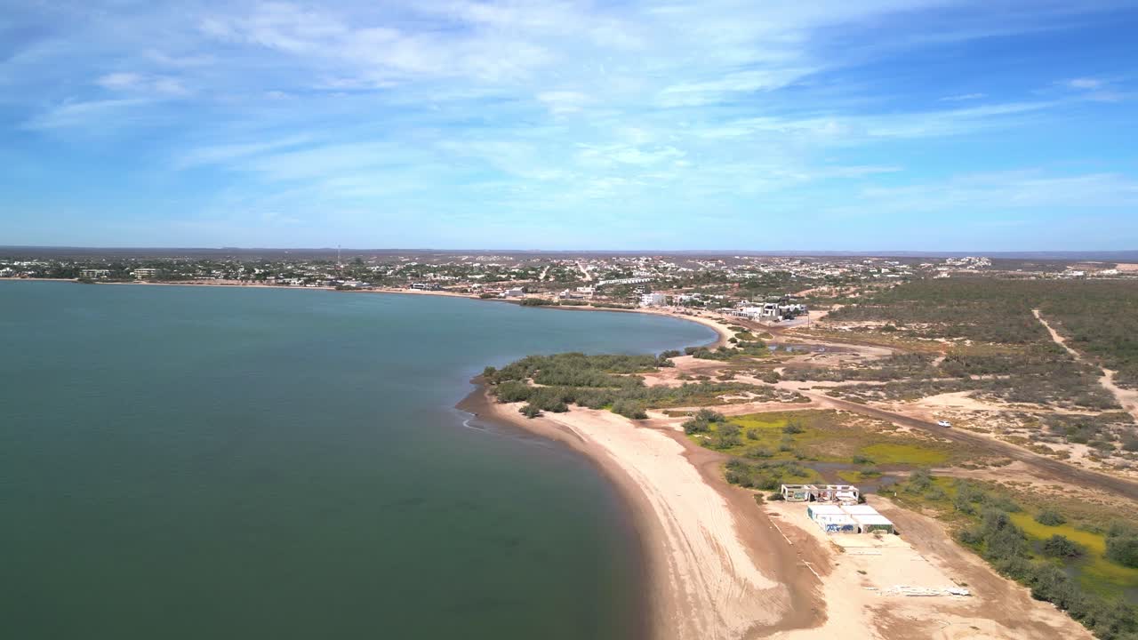 El centenario, la paz, showcasing the coastline and sandy shore, aerial view