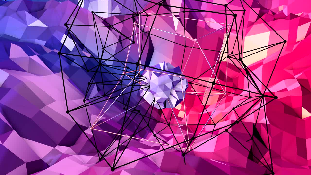 abstracto simple azul rojo baja poli superficie 3d como fondo de ciencia ficción. suave geometría bajo fondo de movimiento poli con polígonos rojos azules puros. fondo de bucle sin costuras 4k fullhd con gradiente azul rojo