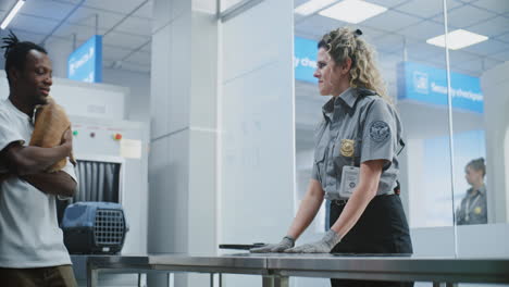 airport security check with a dog