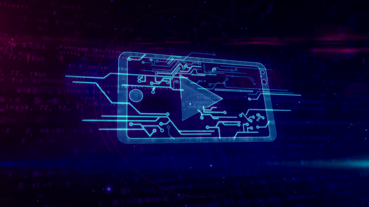 concepto de medios cibernéticos con animación de bucle de reproductor móvil