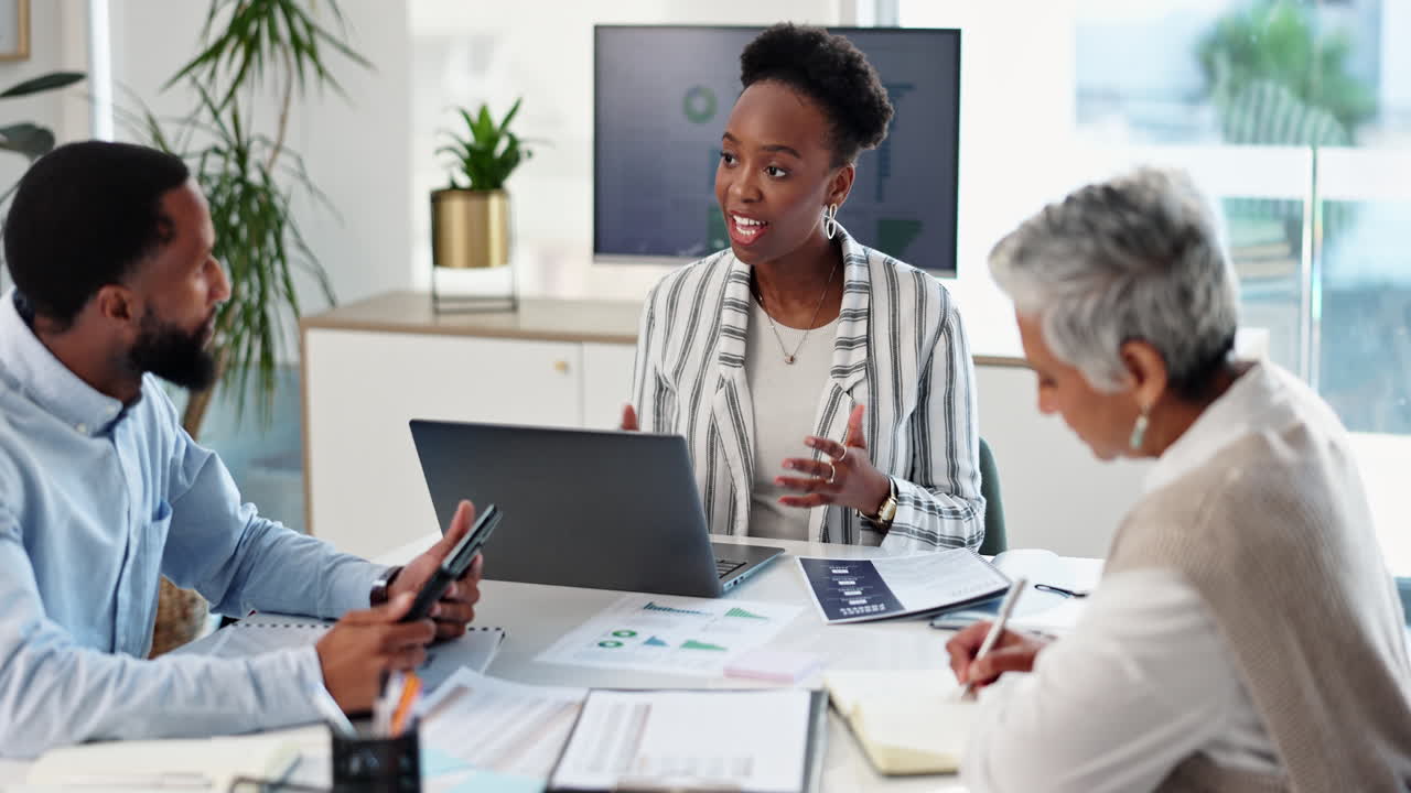 Business meeting in modern office with diverse team