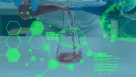 animación del procesamiento de datos sobre el científico en el laboratorio