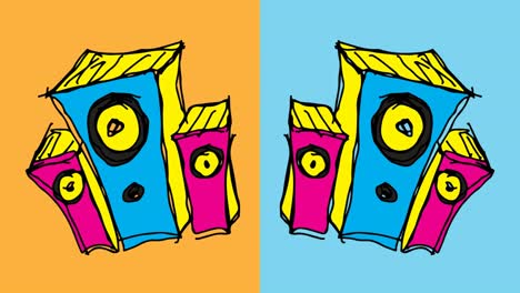 niños dibujando arte pop fondo sin costuras con el tema del sistema de sonido