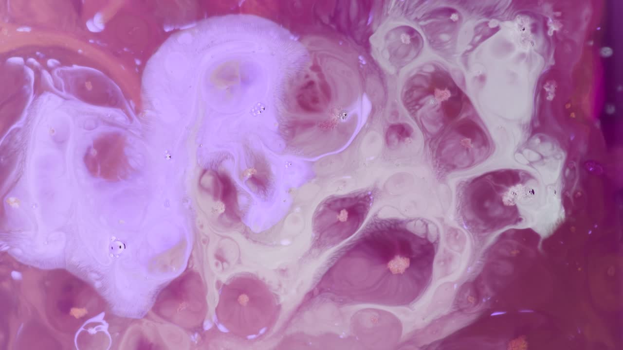 핑크 사이키델릭 색상 페인팅 동작, 클로즈업 샷