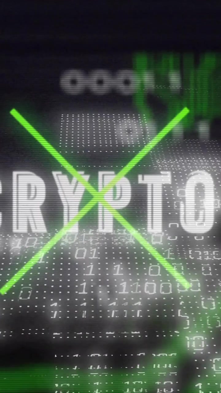 Animation of data processing and connections over crypto text