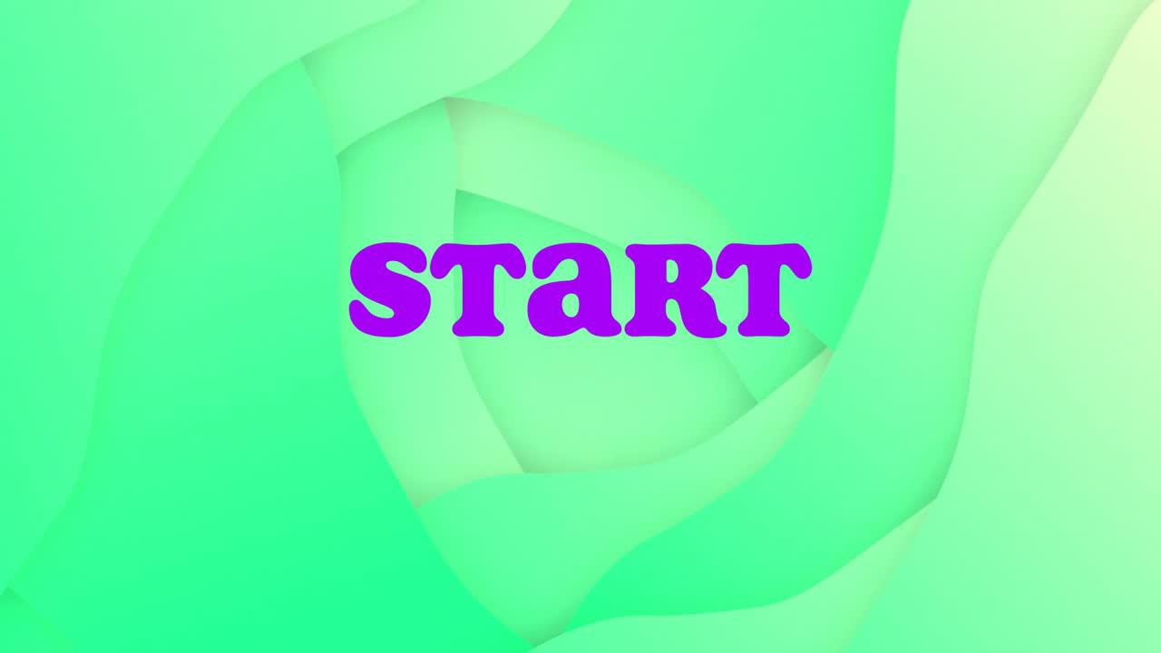Animating text over green abstract shapes background