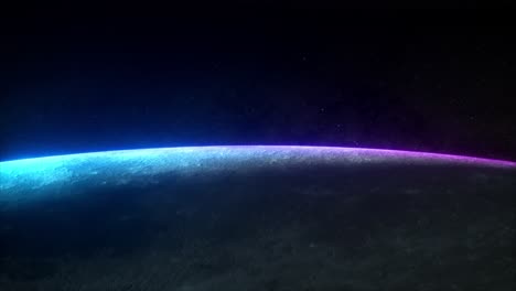glowing planet horizon in space