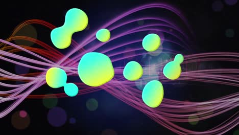 animación de rastros de luz sobre los puntos