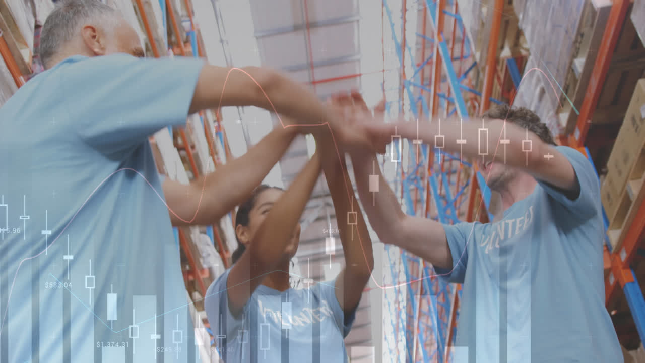 animación del procesamiento de datos sobre las personas que trabajan en el almacén